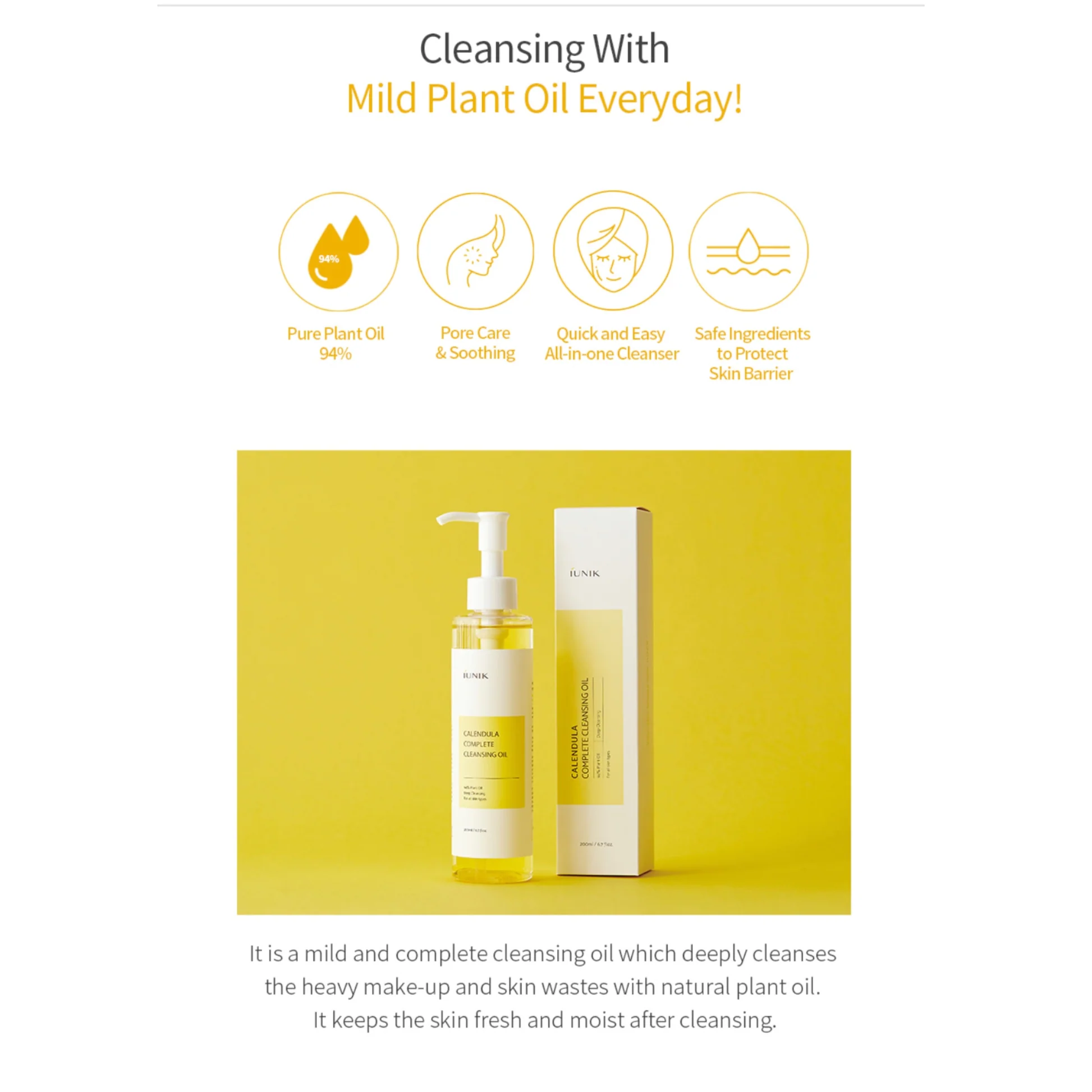 Iunik Calendula Complete Cleansing Oil 200Ml